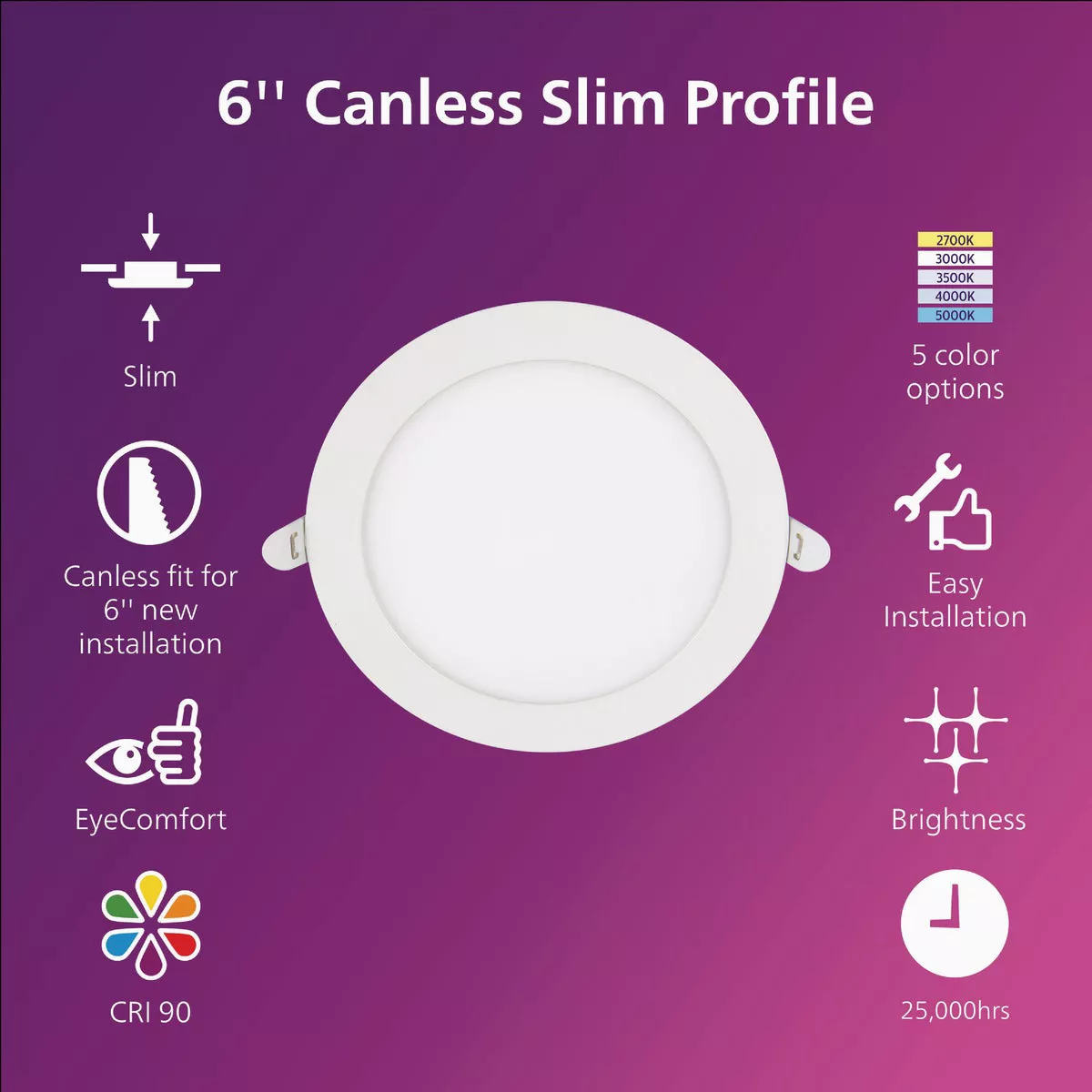 Philips 6 In. White Canless Selectable CCT LED Recessed Light Kit - photo 4
