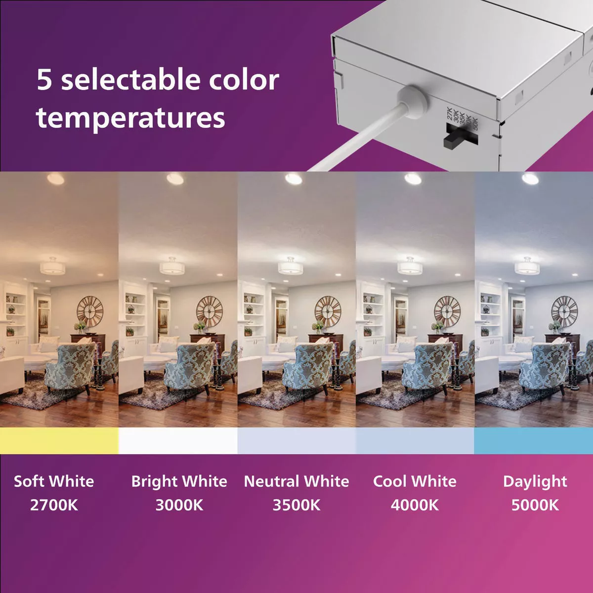 Philips 6 In. White Canless Selectable CCT LED Recessed Light Kit - photo 5