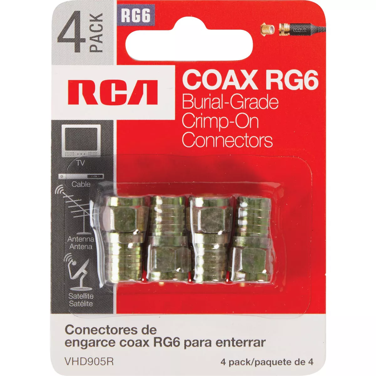 RCA RG6 F-Connector (4-Pack) - photo 2