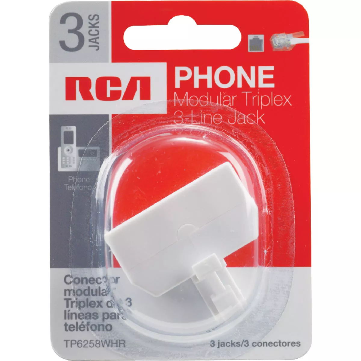RCA White 3-Line Phone Splitter