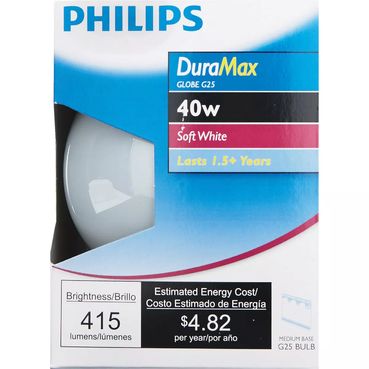 Philips DuraMax 40W Frosted Soft White Medium G25 Incandescent Globe Light Bulb - photo 2