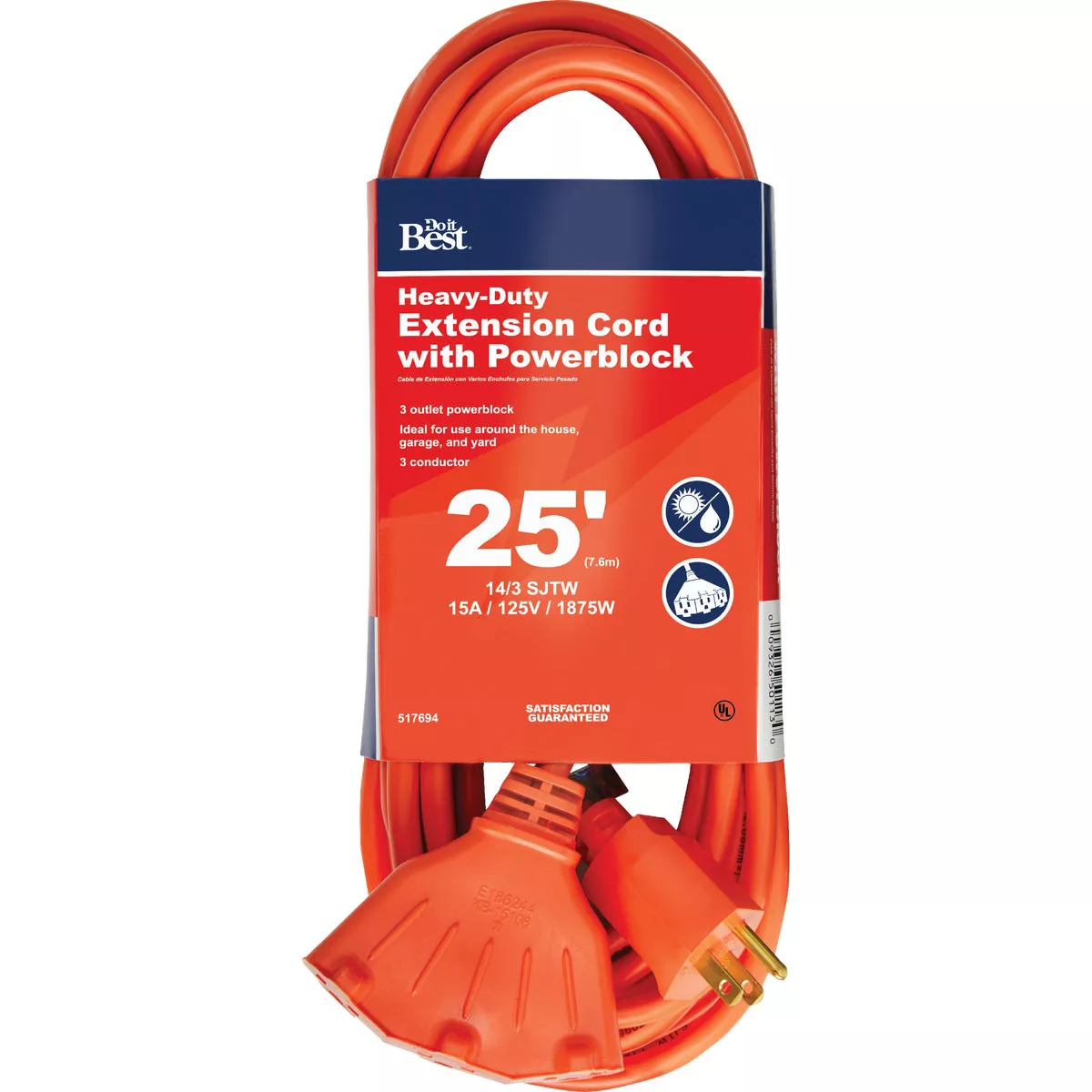 Do it Best 25 Ft. 14/3 Extension Cord with Powerblock | Do it Best