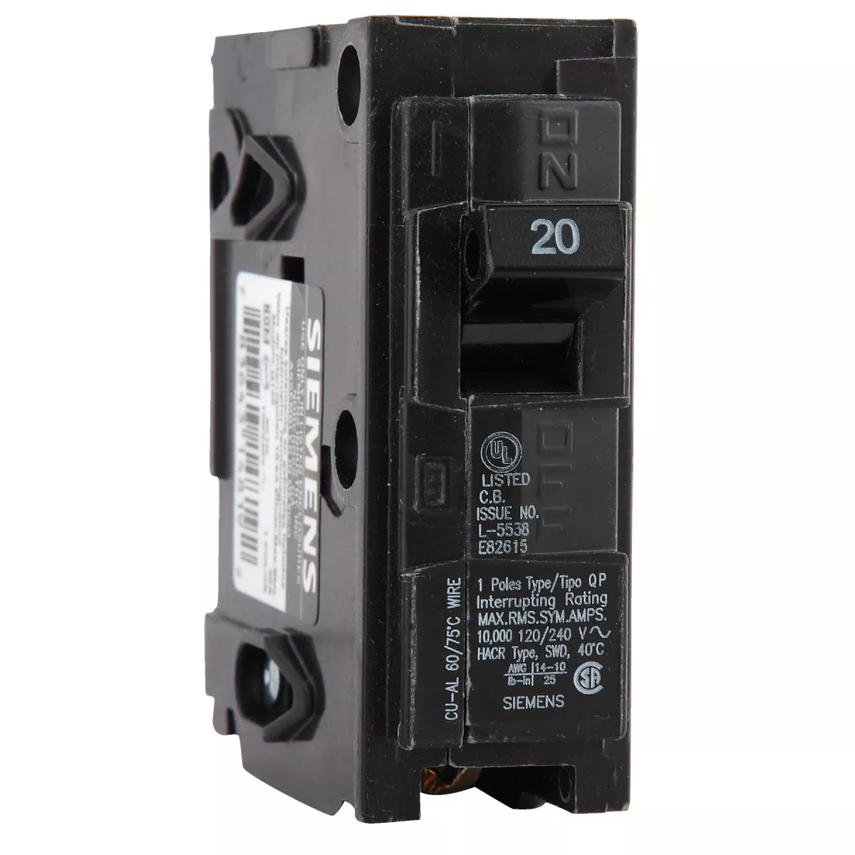 Connecticut Electric 20A Single-Pole Standard Trip Interchangeable Packaged Circuit Breaker - photo 3