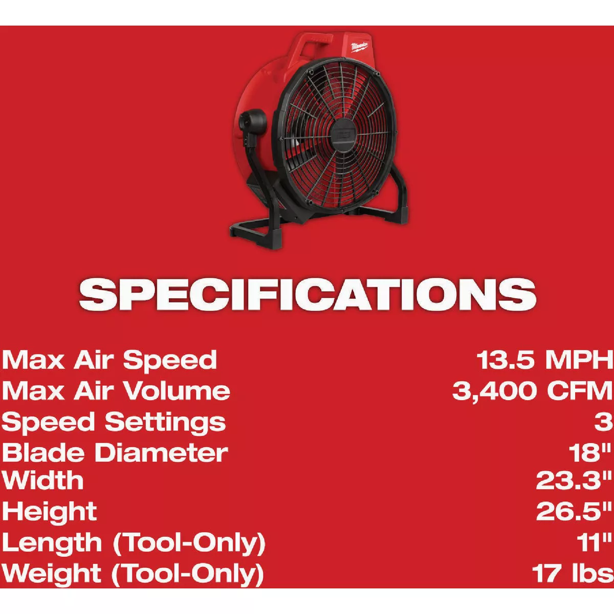 Milwaukee M18 18 In. Brushless Jobsite Fan - photo 4
