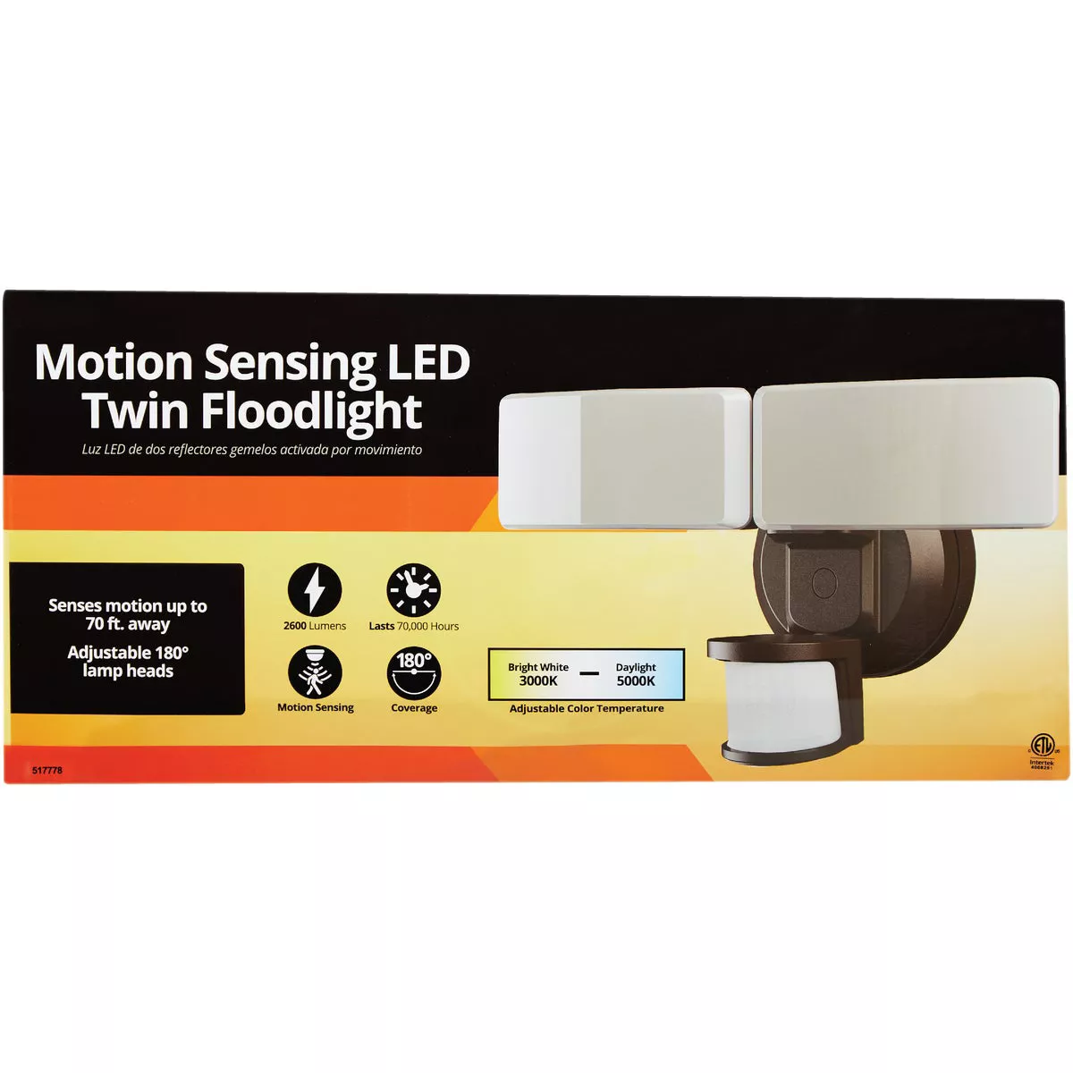 Bronze Motion Sensing Twin Swivel Head LED Floodlight Fixture - photo 2