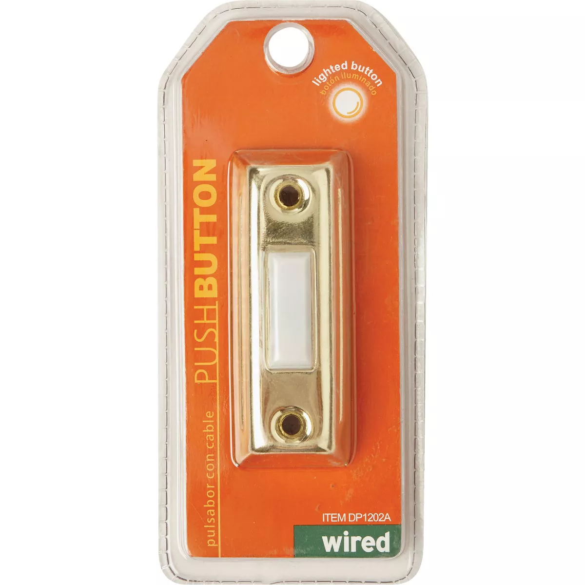 IQ America Wired Polished Brass Rectangular Design Lighted Doorbell Push-Button - photo 2