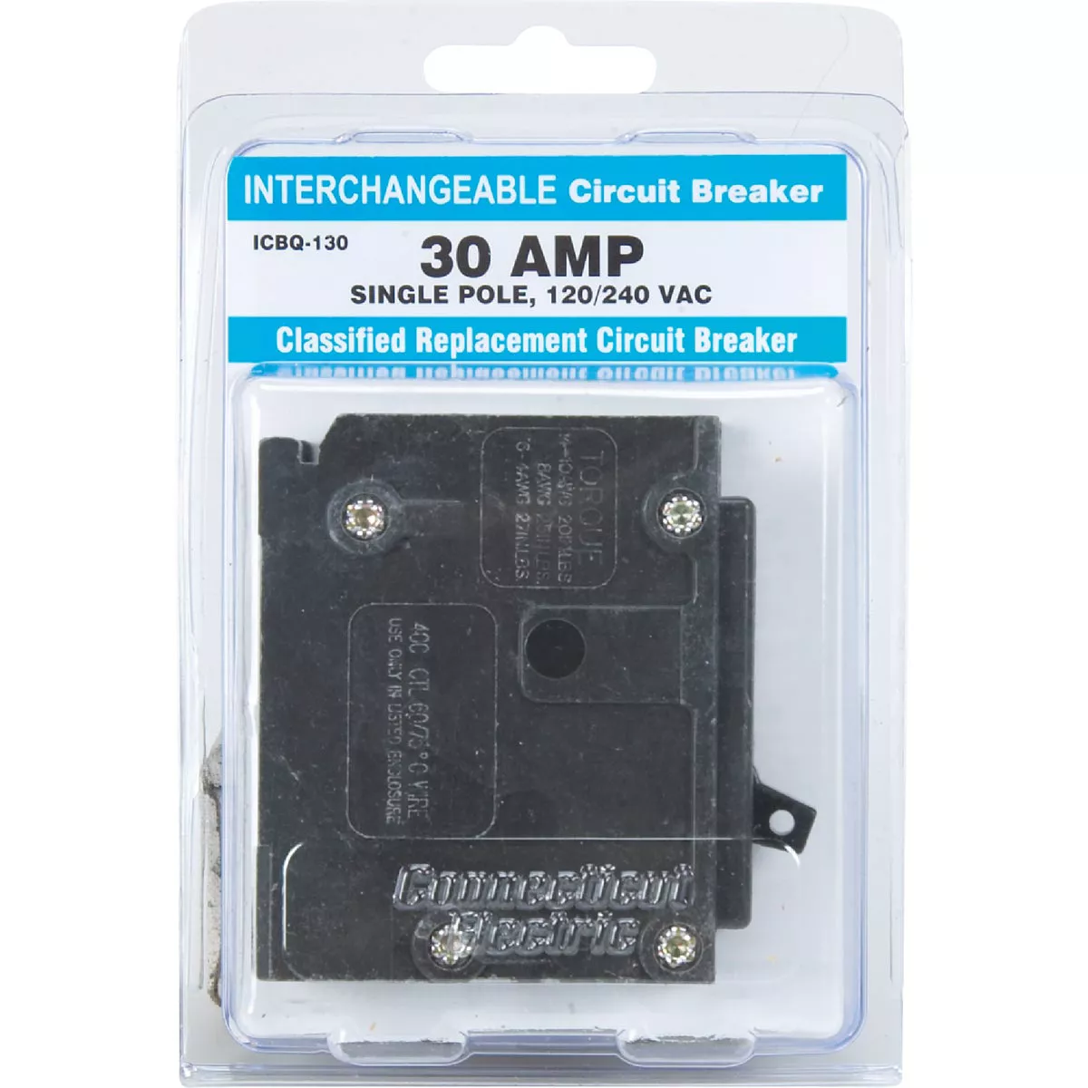 Connecticut Electric 30A Single-Pole Standard Trip Interchangeable Packaged Circuit Breaker - photo 2