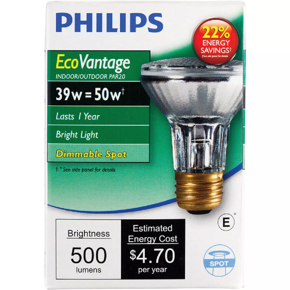 Philips EcoVantage 50W Equivalent Clear Medium Base PAR20 Halogen Spotlight Light Bulb - photo 2