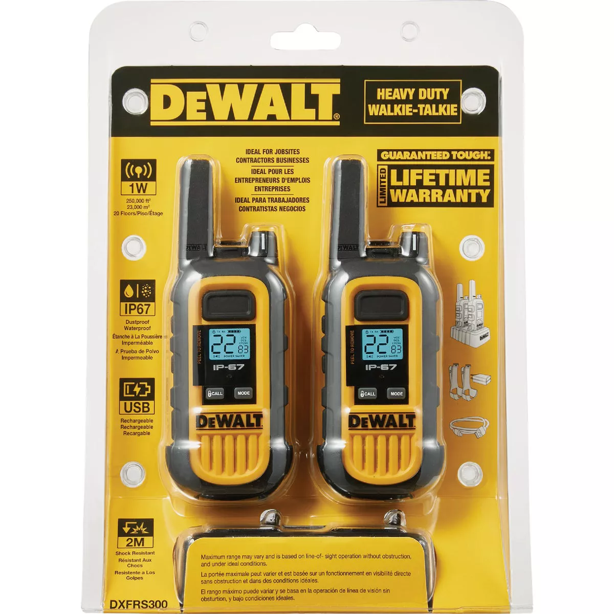 DEWALT 22-Channel 1W Heavy-Duty Jobsite FRS Walkie Talkie - photo 2