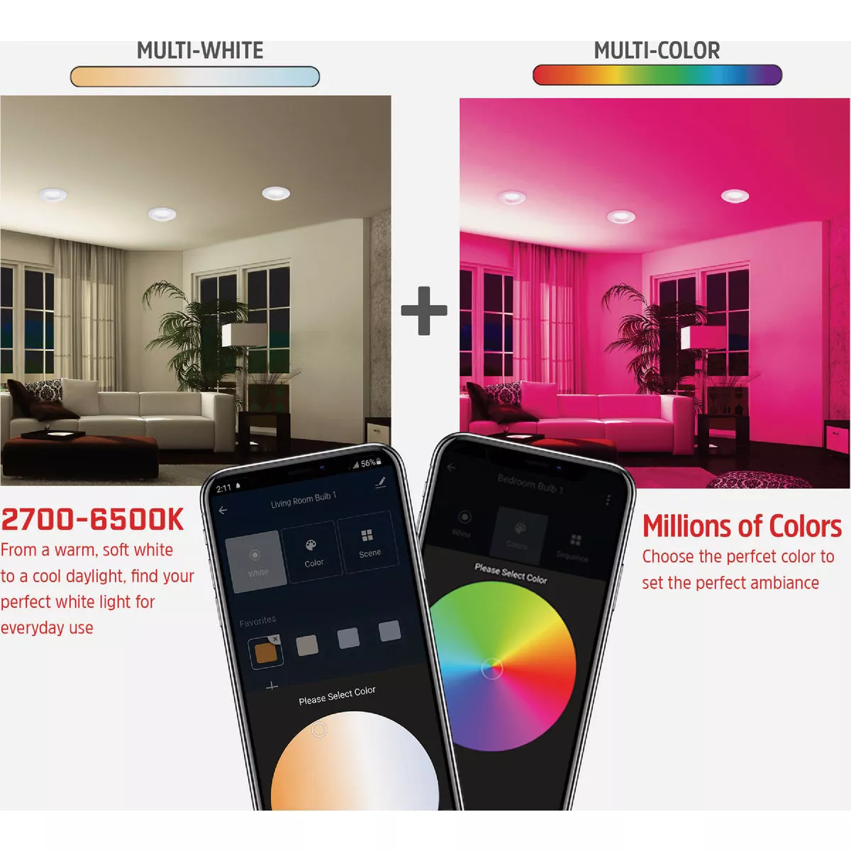 Energizer 6 In. 1100 Lm. RGB & CCT LED Smart Recessed Retrofit Light Kit - photo 5