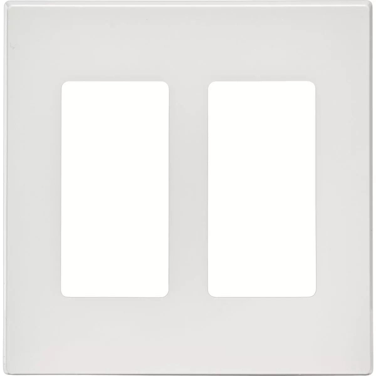 Leviton Decora Plus 2-Gang Poly Carbonate Screwless Decorator Wall Plate, White