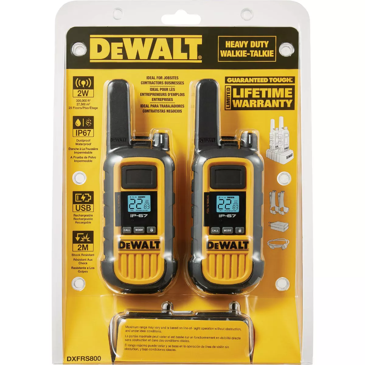 DEWALT 22-Channel 2W Heavy-Duty Jobsite FRS Walkie Talkie - photo 2