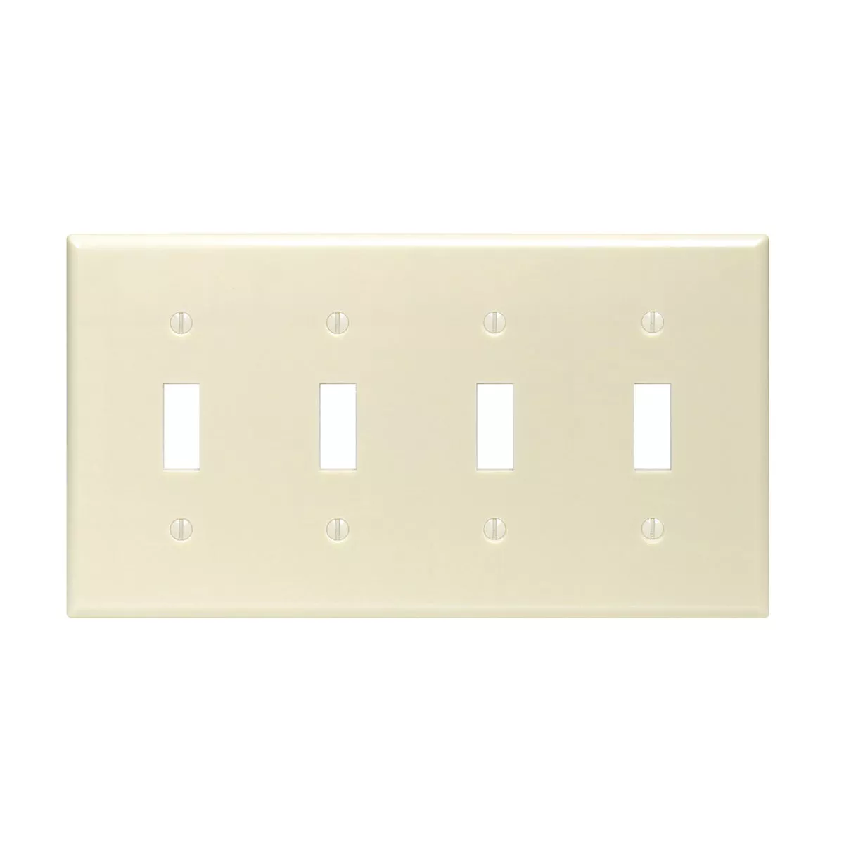 Leviton 4-Gang Plastic Toggle Switch Wall Plate, Ivory