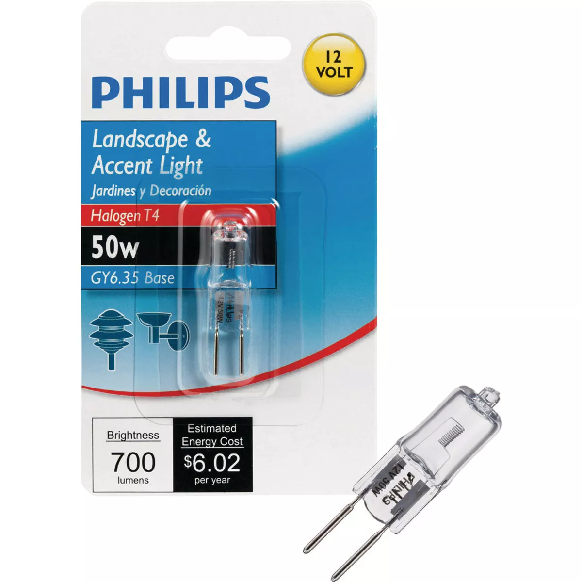 Philips 50W 12V Clear GY6.35 Base T4 Halogen Special Purpose Light Bulb