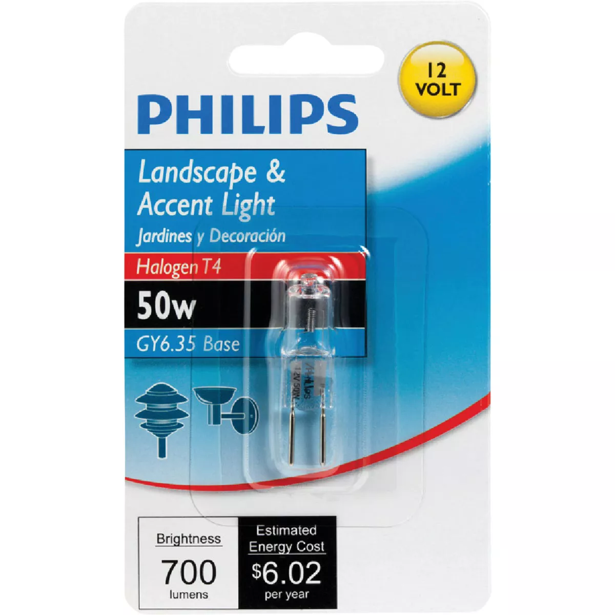 Philips 50W 12V Clear GY6.35 Base T4 Halogen Special Purpose Light Bulb - photo 2