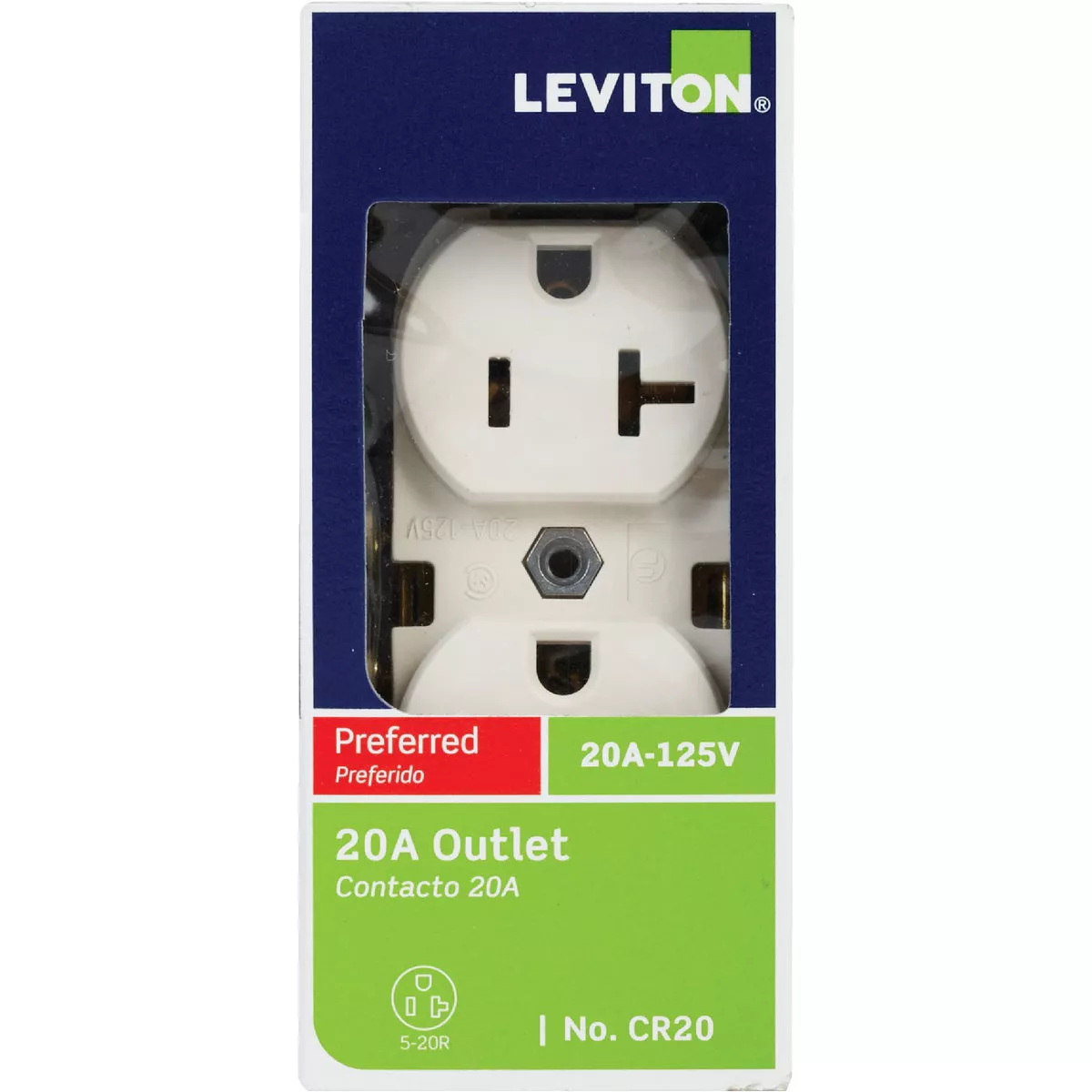 Leviton 20A Light Almond Heavy-Duty 5-20R Duplex Outlet - photo 2
