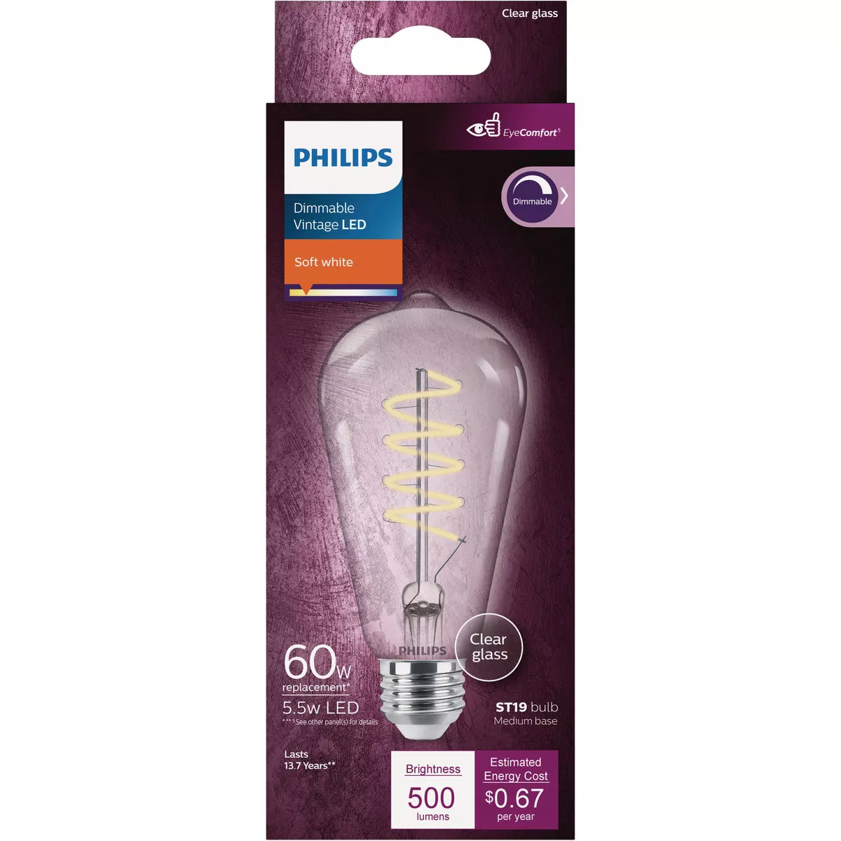 Philips 60W Equivalent Soft White ST19 Medium Dimmable Vintage LED Decorative Light Bulb - photo 2