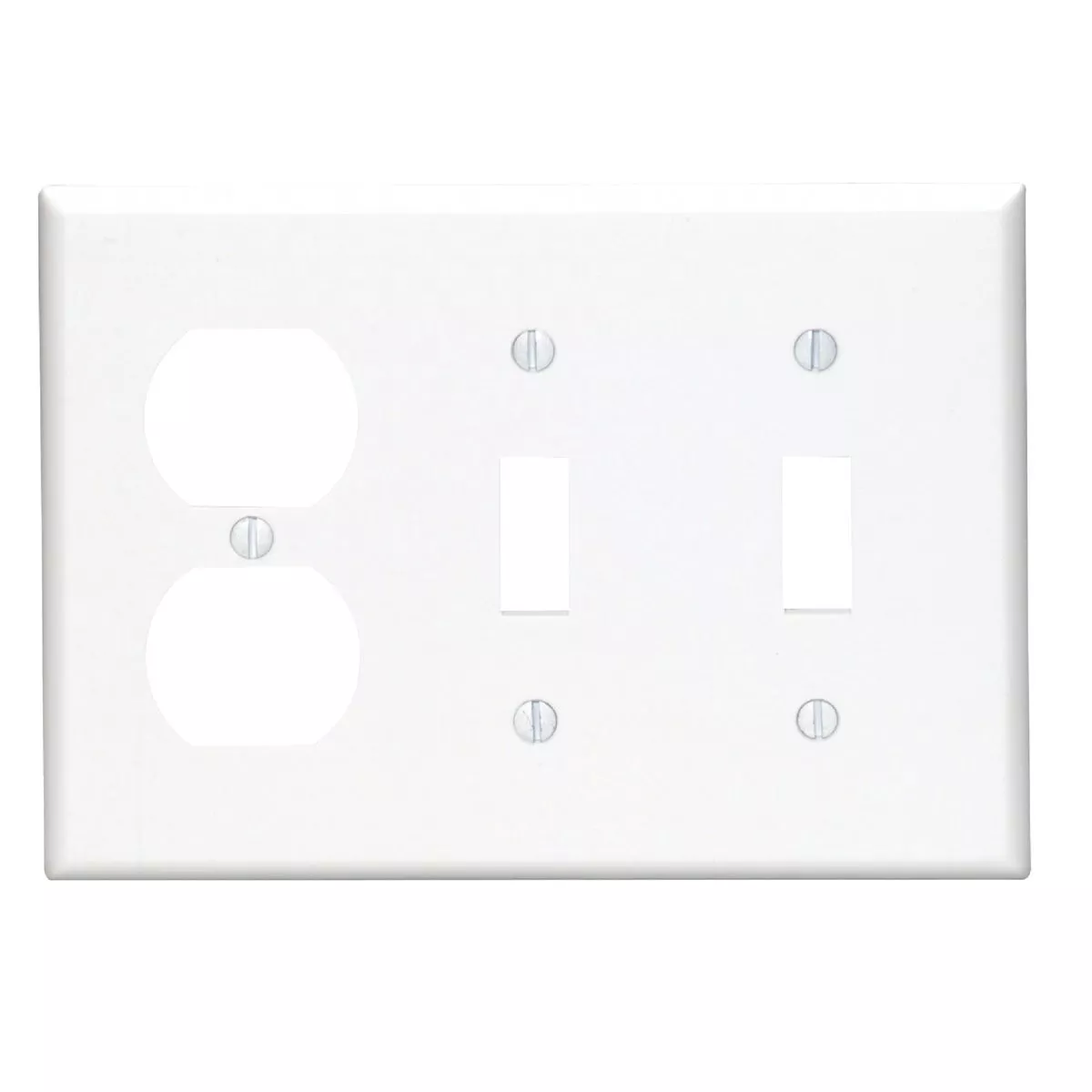Leviton 3-Gang Plastic 2-Toggle/Duplex Outlet Wall Plate, White
