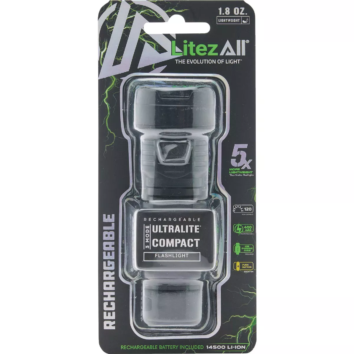 LitezAll Ultralite 120 Lm. Rechargeable LED Flashlight - photo 3