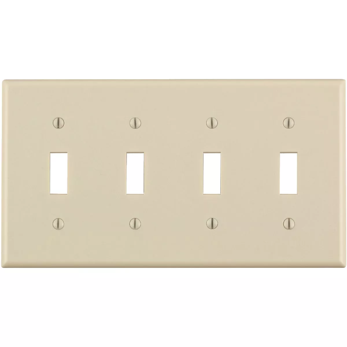 Leviton 4-Gang Plastic Toggle Switch Wall Plate, Light Almond