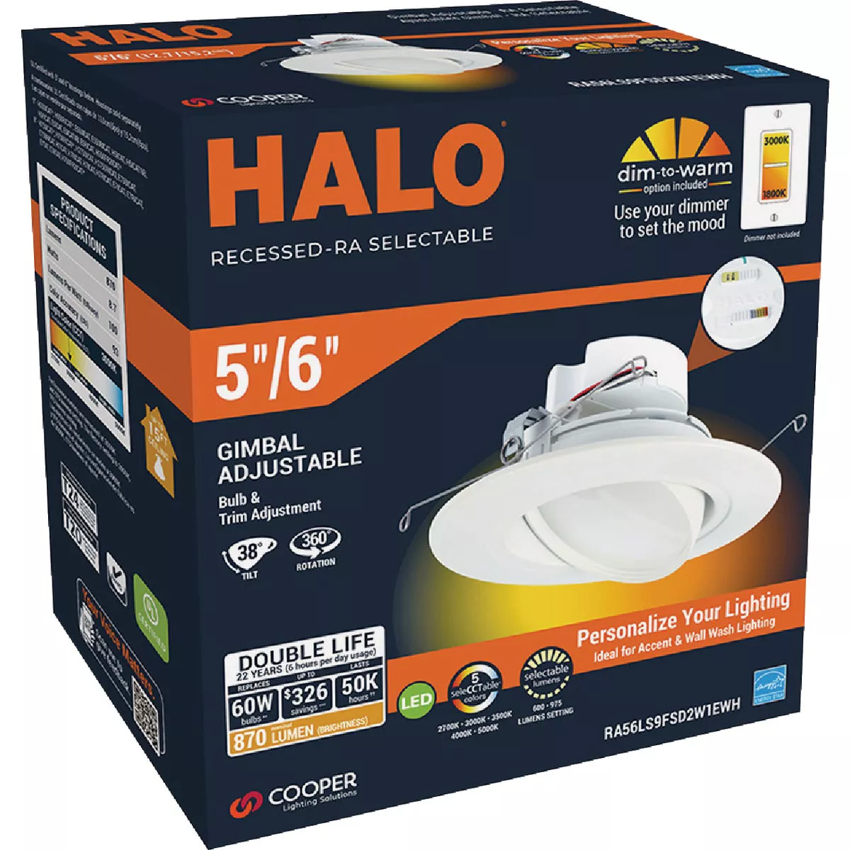 Halo 5/6 In. Selectable CCT Integrated LED Recessed Light Trim, 600 Lm./1000 Lm. - photo 2