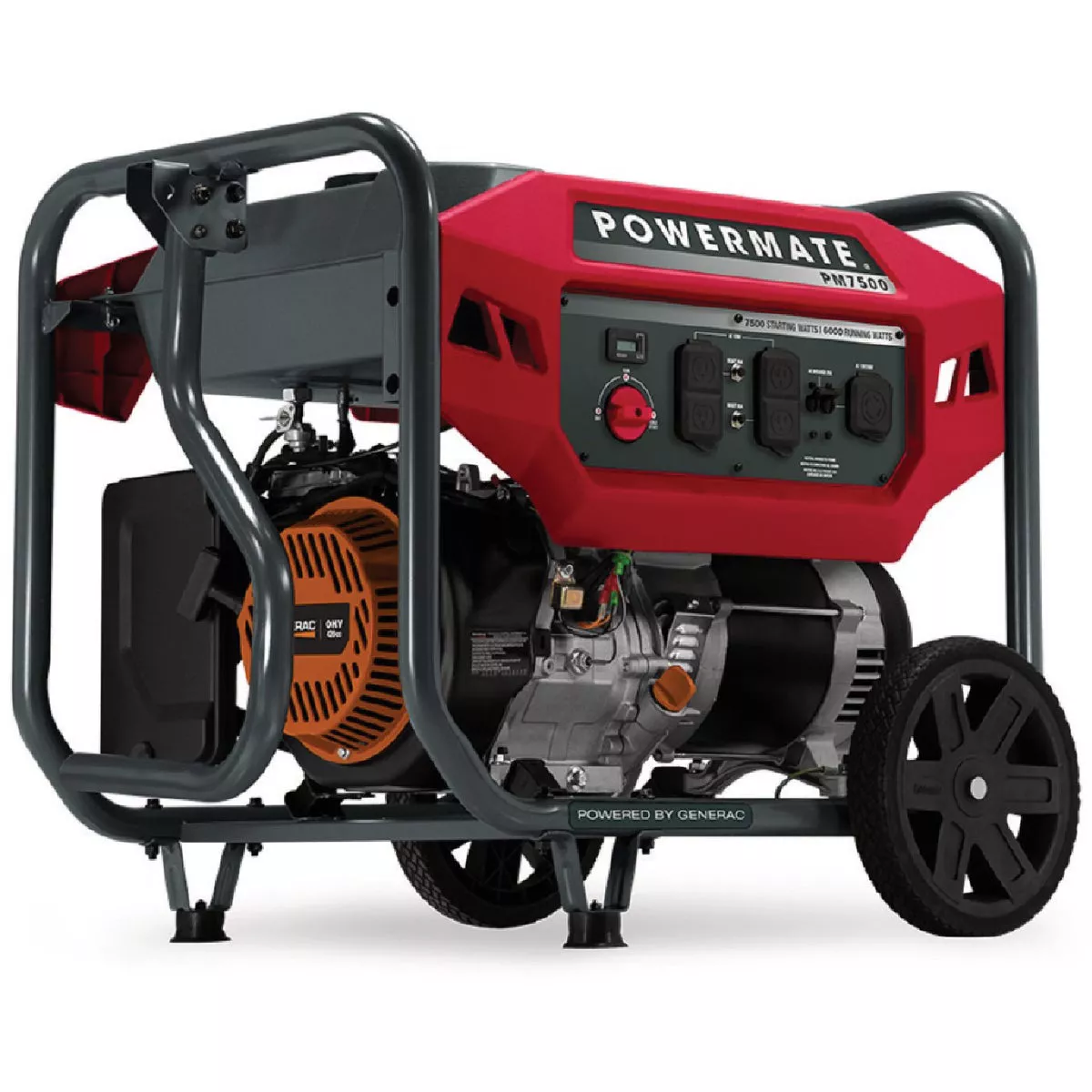 Powermate 7500W Gasoline Powered Recoil Pull Start Portable Generator