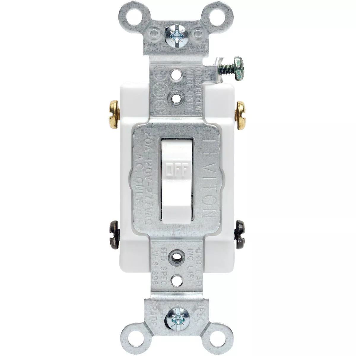 Leviton Toggle White 20A Grounded Quiet Double Pole Switch