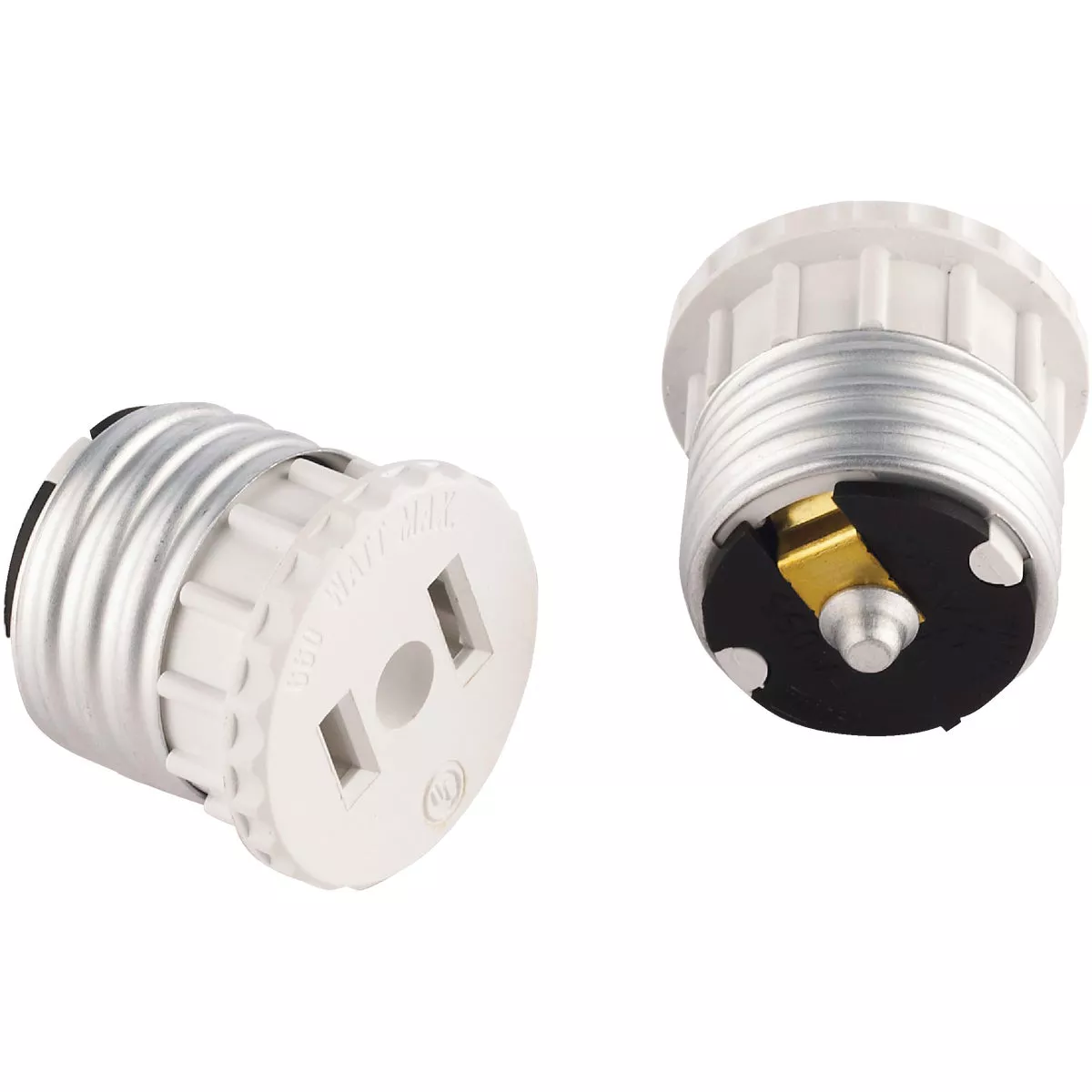 Leviton 600W 120V White Light Socket Adapter (2-Pack)