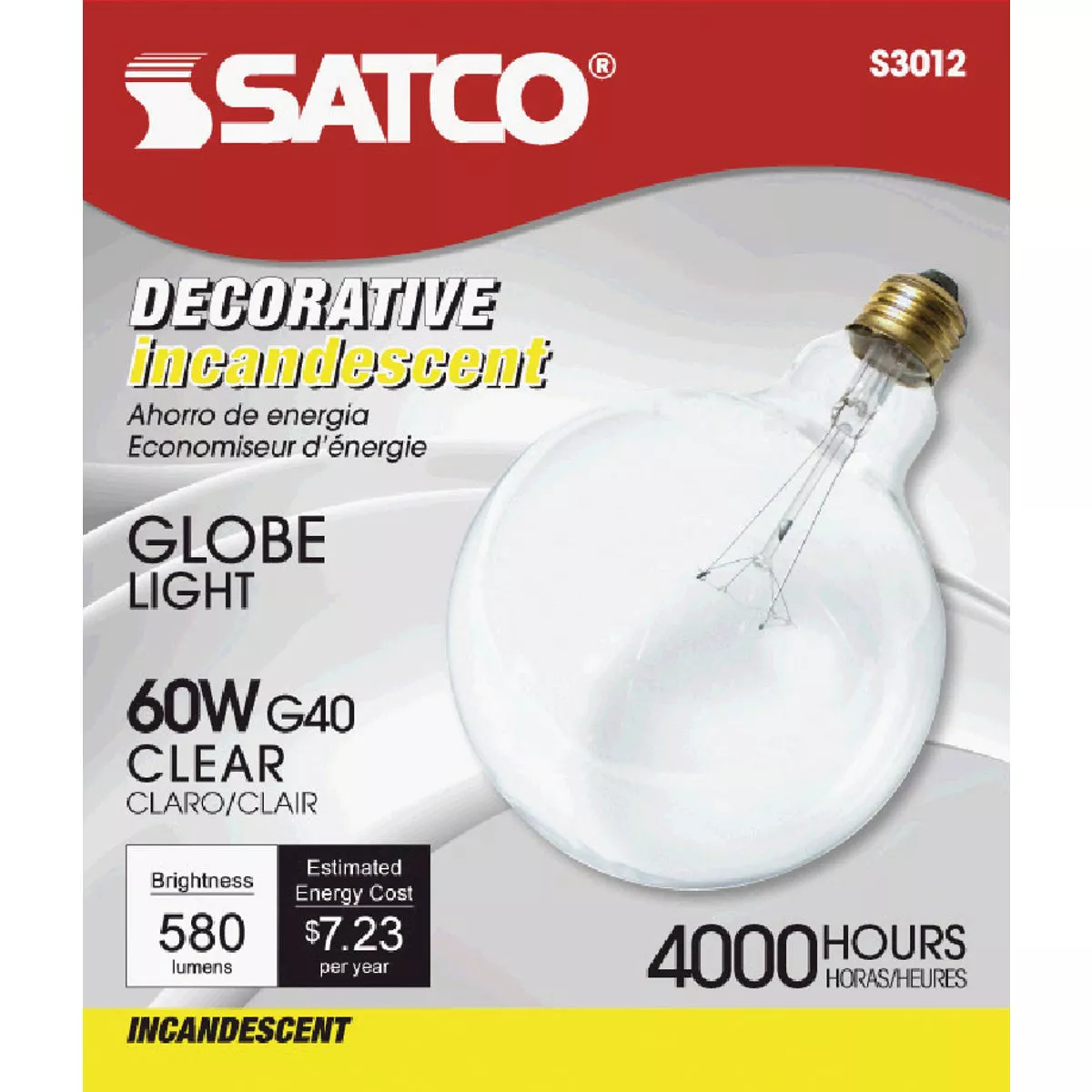 Satco 60W Clear Soft White Medium Base G40 Incandescent Globe Light Bulb |  Do it Best, image size:1200x1200