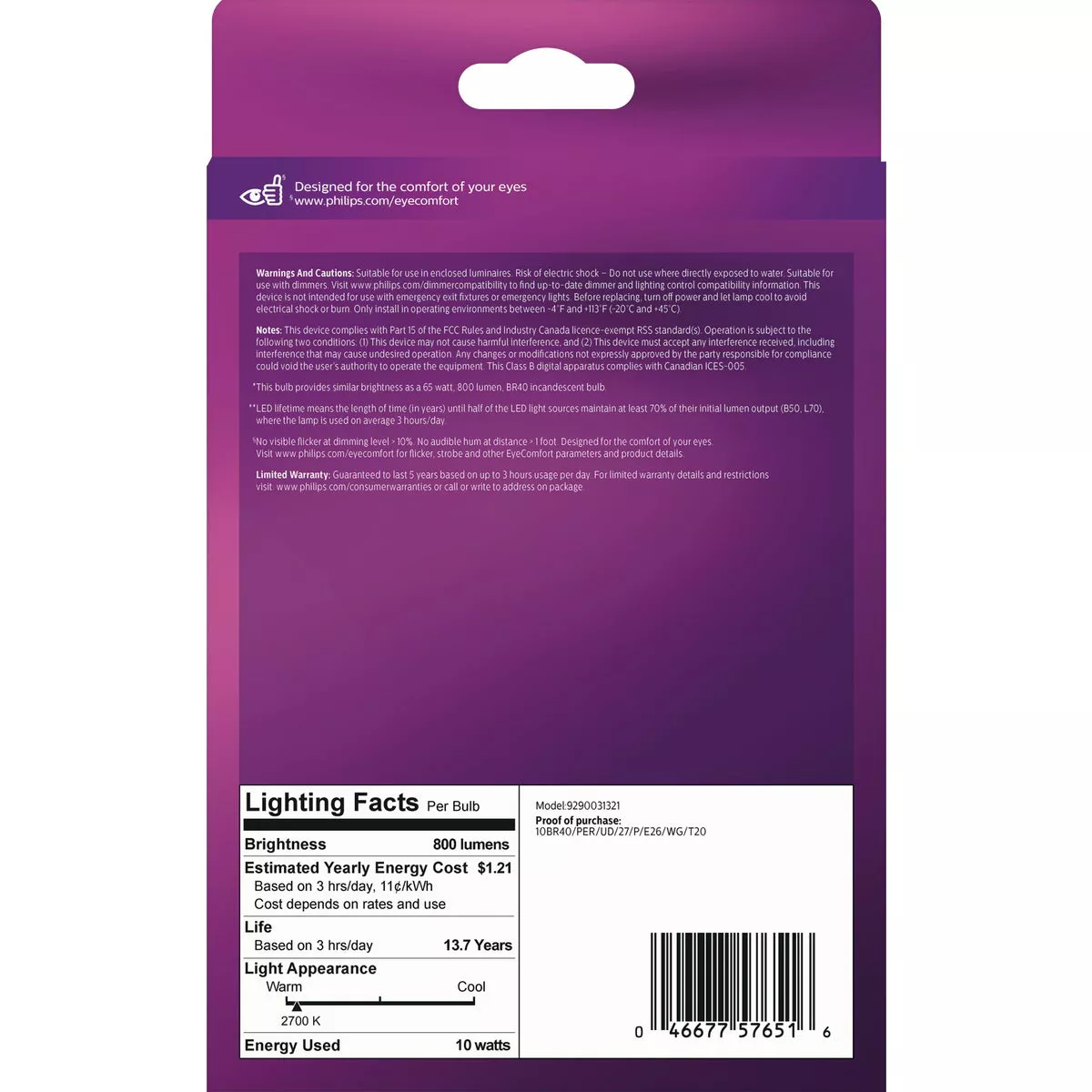 Philips Warm Glow Ultra Definition 65W Equivalent Soft White BR40 Medium Dimmable LED Floodlight Light Bulb - photo 5