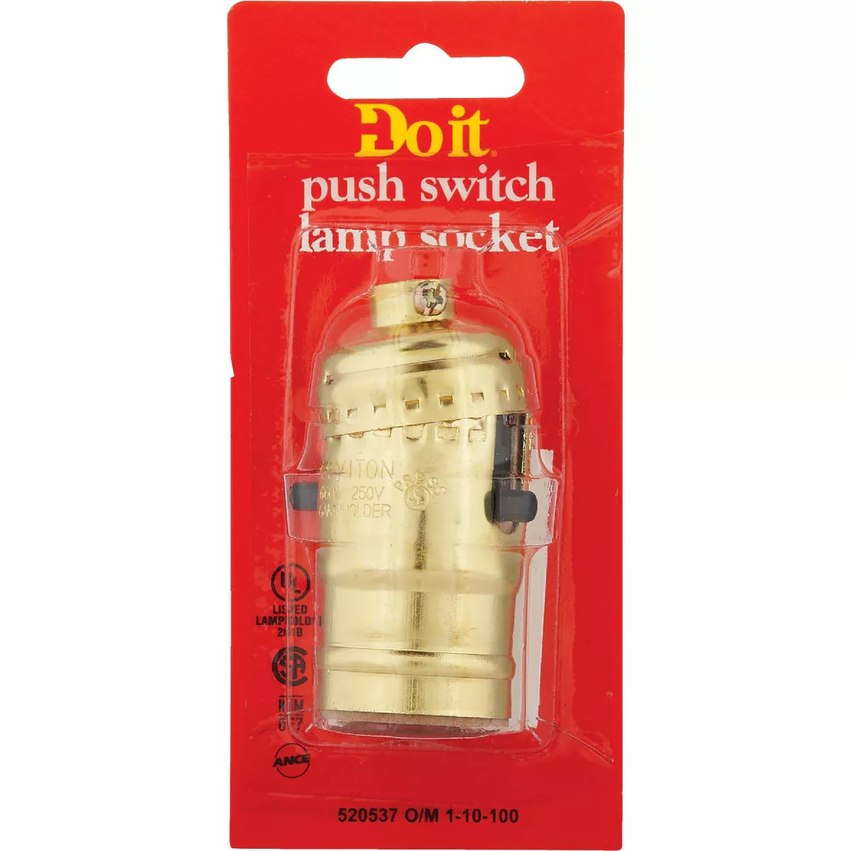 Do it Push-Button Medium Base Brass Lamp Socket - photo 2