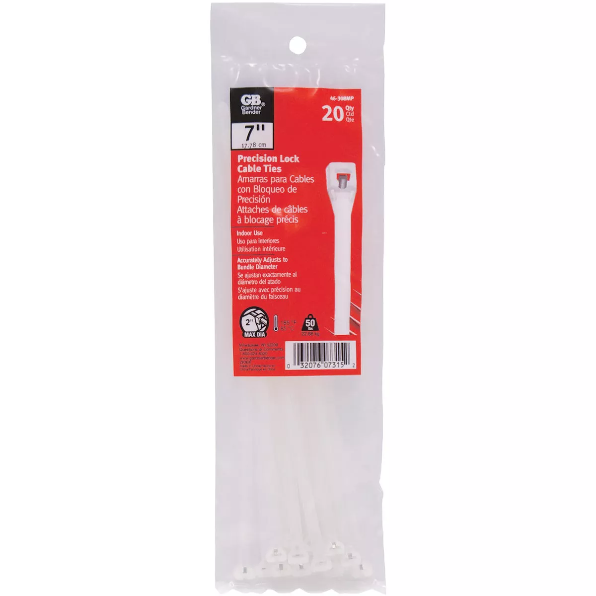 Gardner Bender Precision Lock 7 In. Natural Color Nylon Metal Pawl Cable Tie (20-Pack) - photo 2