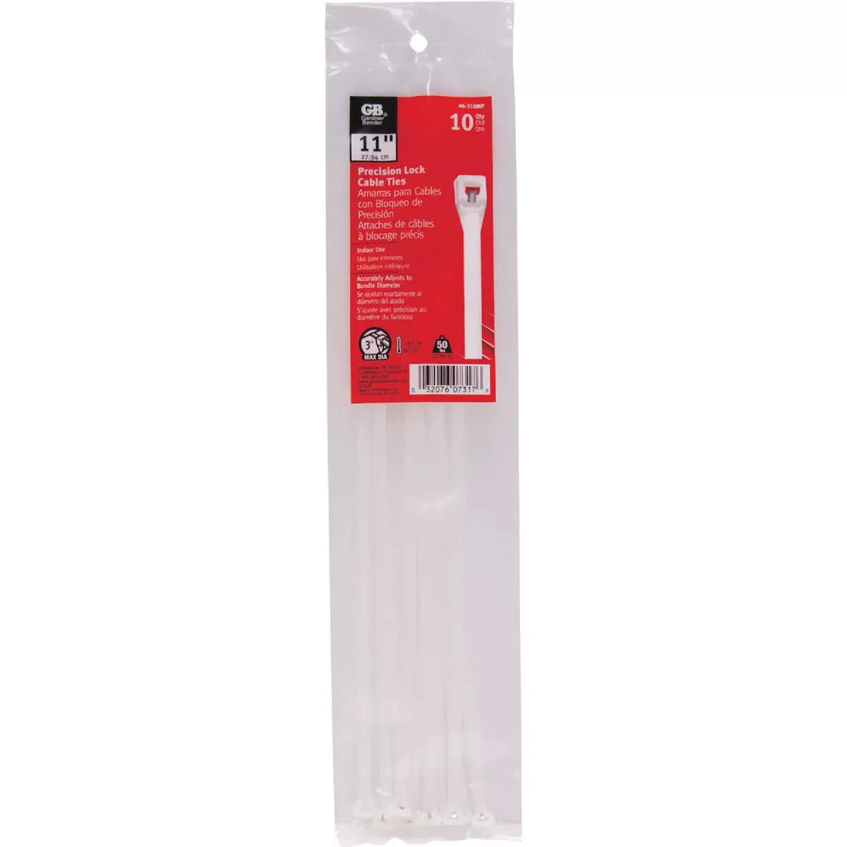 Gardner Bender Precision Lock 11 In. Natural Color Nylon Metal Pawl Cable Tie (10-Pack) - photo 2
