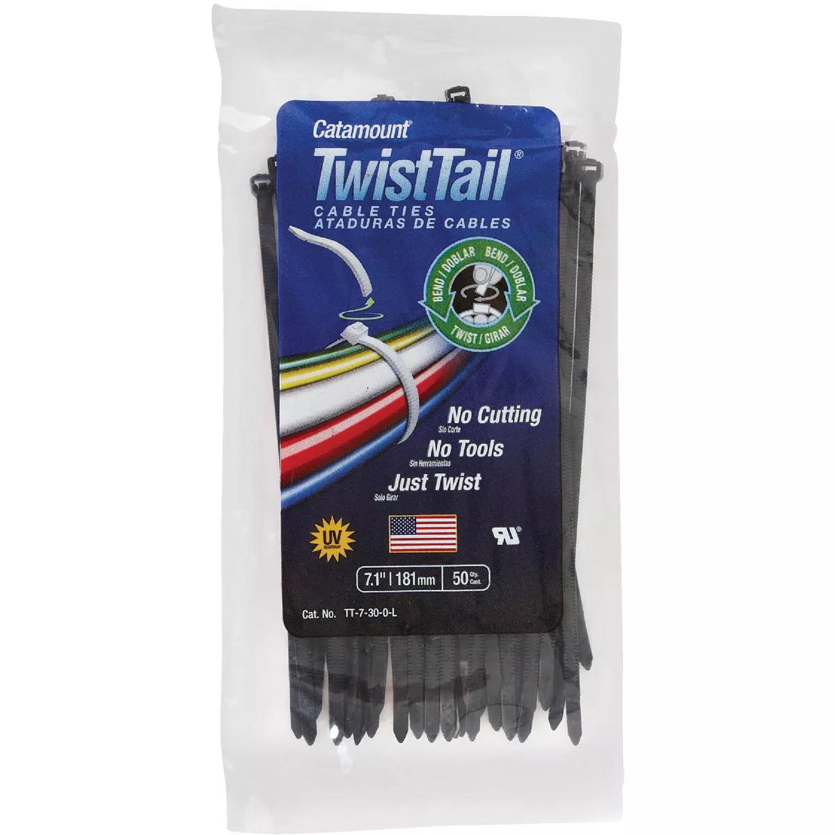 Catamount Twist Tail 7 In. x 0.187 In. Black Nylon Cable Tie (50-Pack) - photo 2