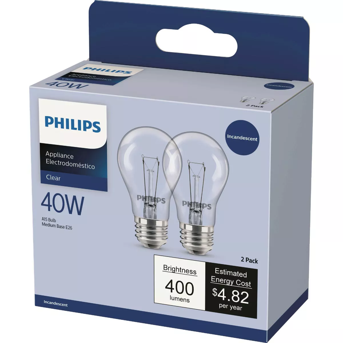 Philips 40W Clear Medium A15 Incandescent Appliance Light Bulb (2-Pack) - photo 2