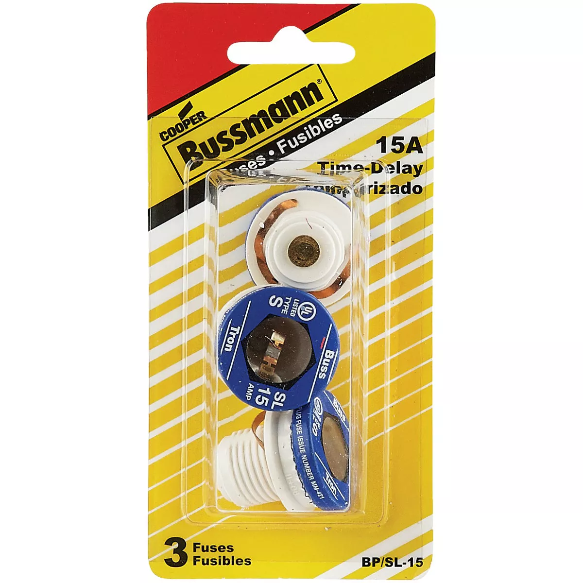 Bussmann 15A BP/SL Time-Delay Plug Fuse (3-Pack) - photo 2