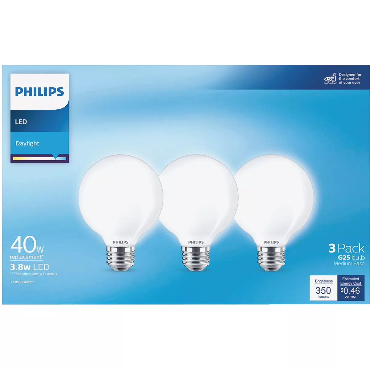 Philips 40W Equivalent Daylight G25 Medium Frosted LED Decorative Light Bulb (3-Pack) - photo 2