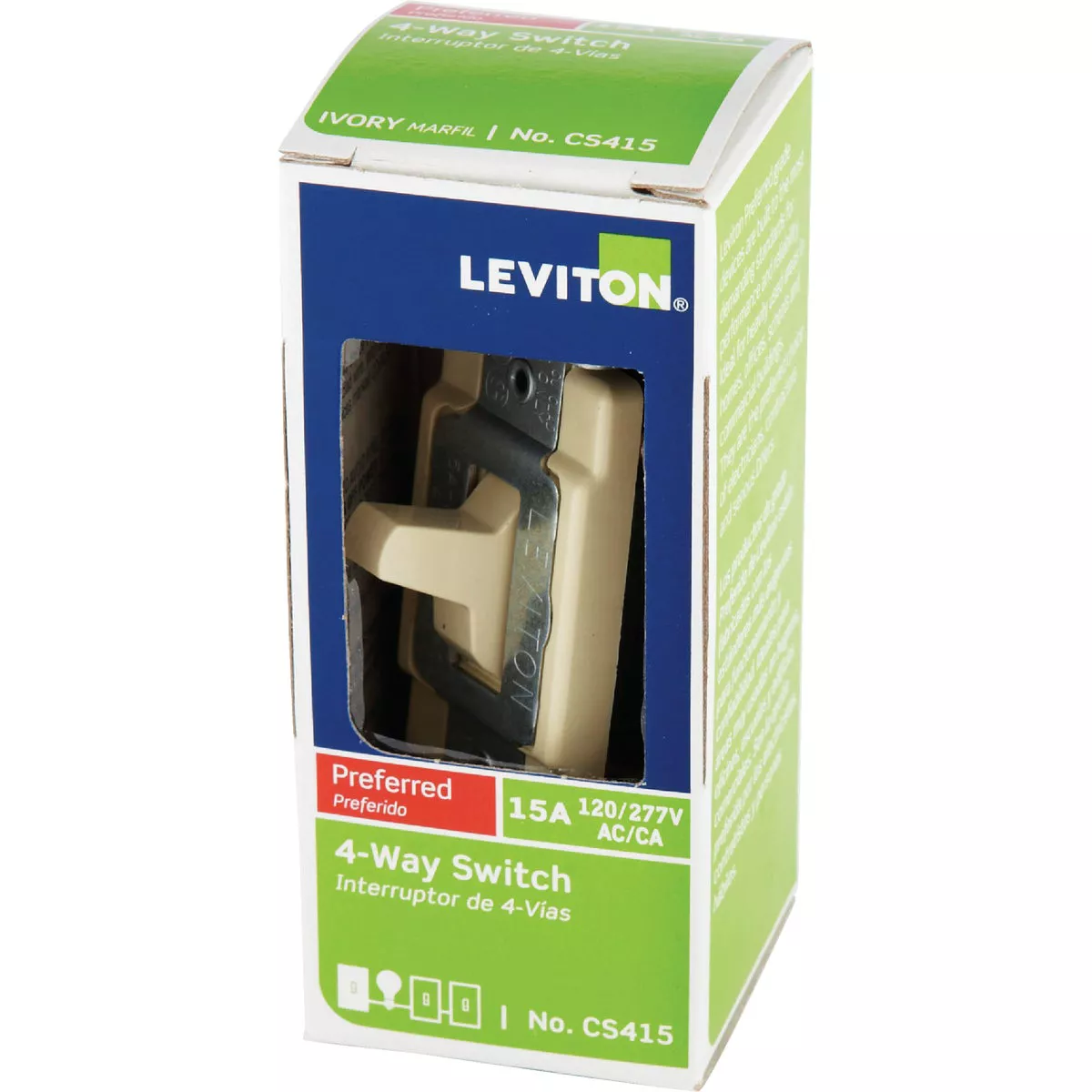 Leviton Commercial 15A Ivory Grounded Quiet 4-Way Switch - photo 3