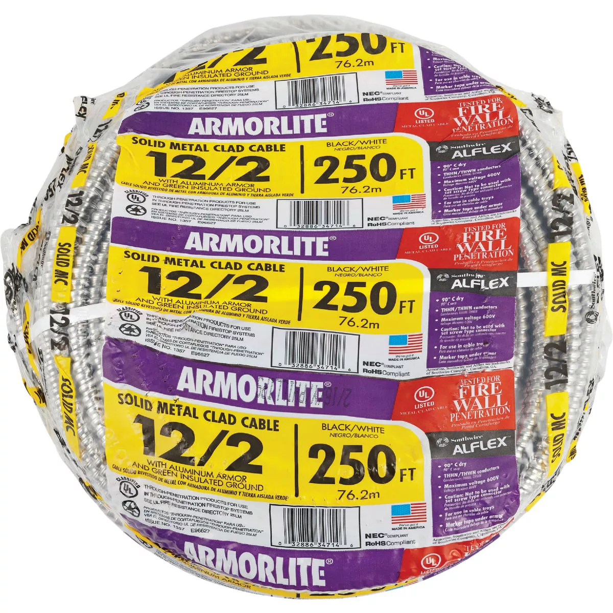 Southwire 250 Ft. 12/2 MC Armored Cable Electrical Wire - photo 2