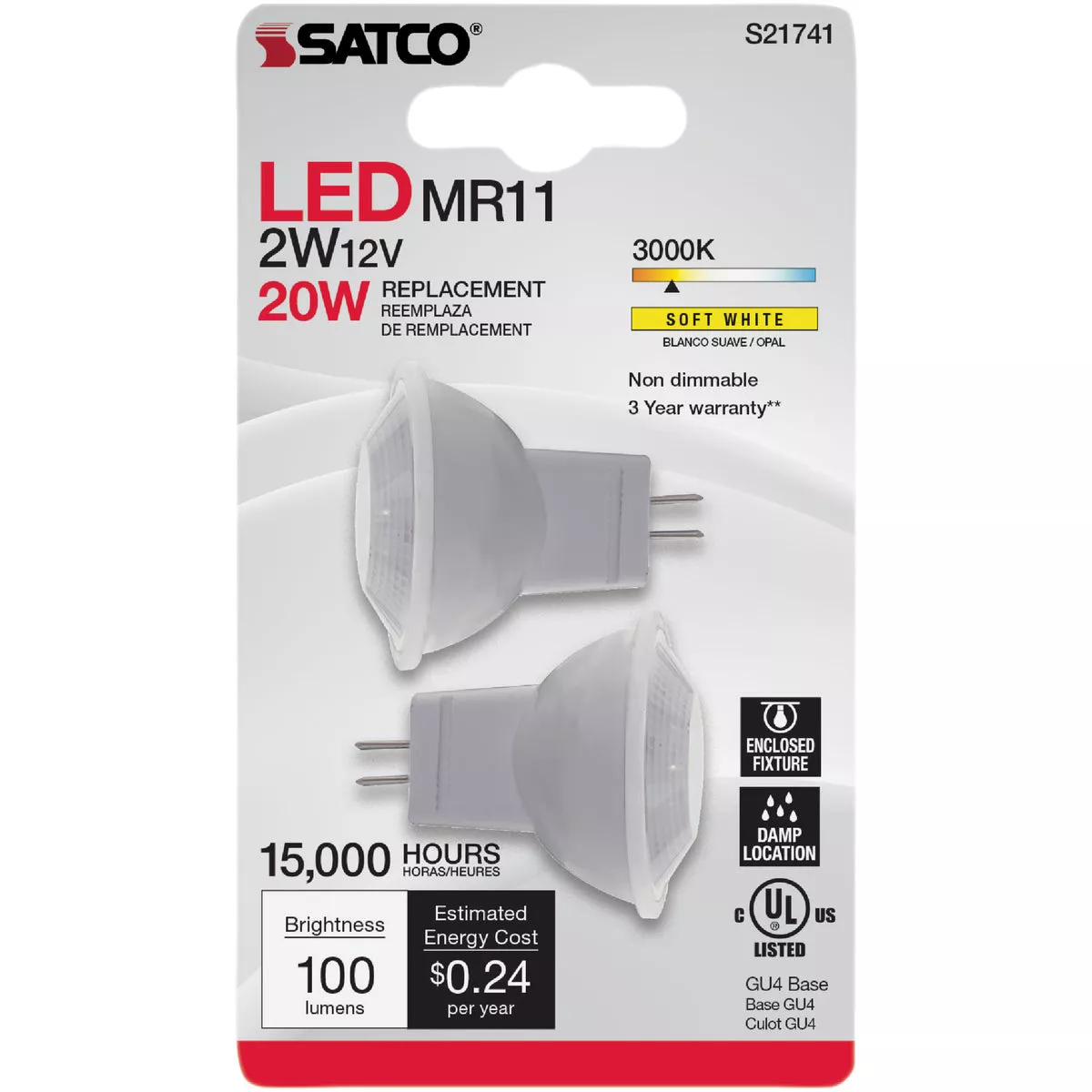 Satco Nuvo 20W Equivalent Warm White MR11 GU4 LED Floodlight Light Bulb (2-Pack) - photo 2