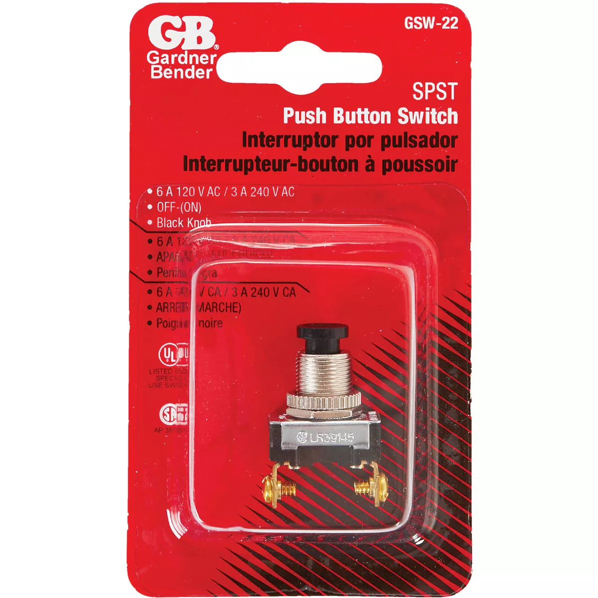 Gardner Bender Black 2-Terminal Push-Button Switch - photo 2