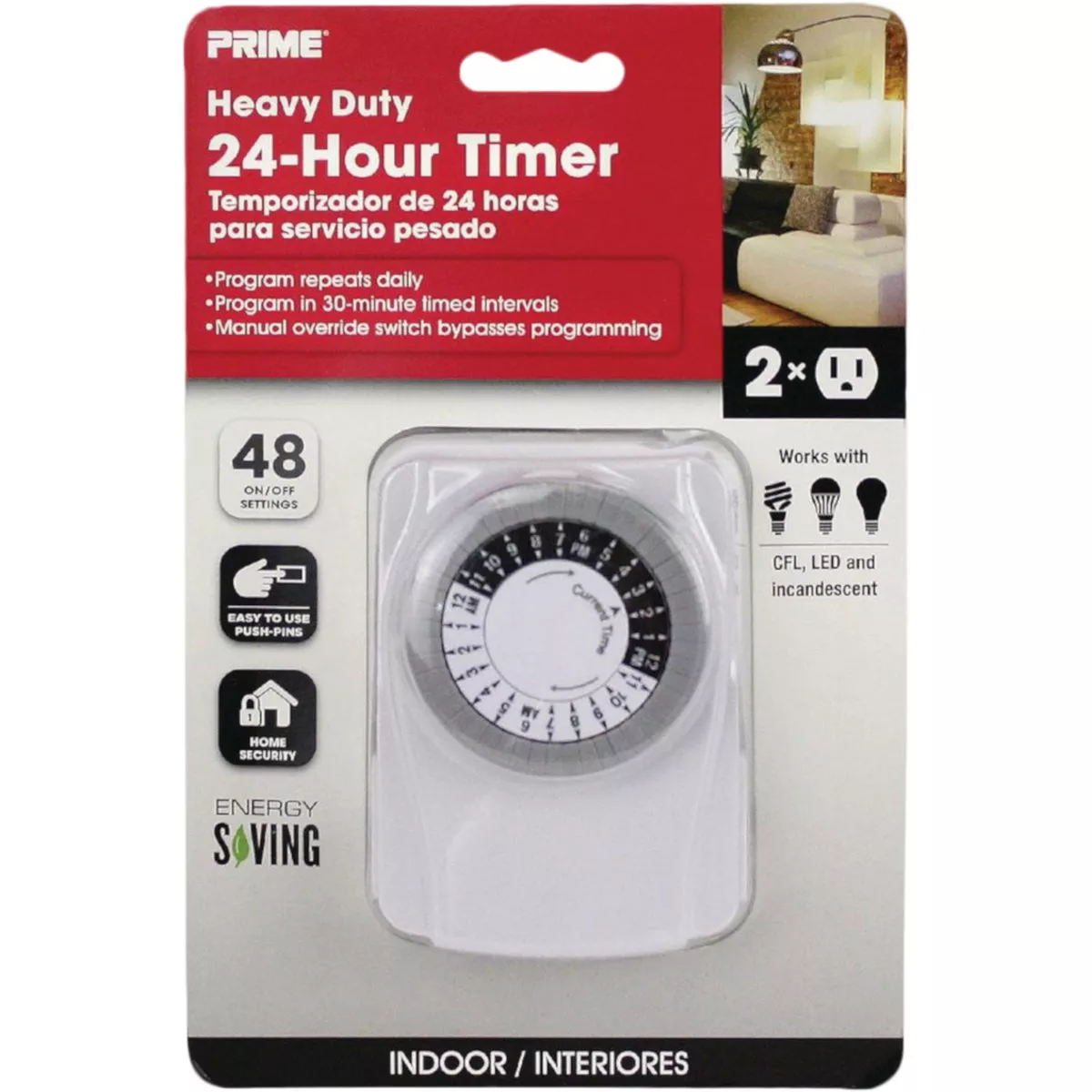 Prime 125V Indoor 24 Hr. Heavy-Duty Electromechanical Timer - photo 2