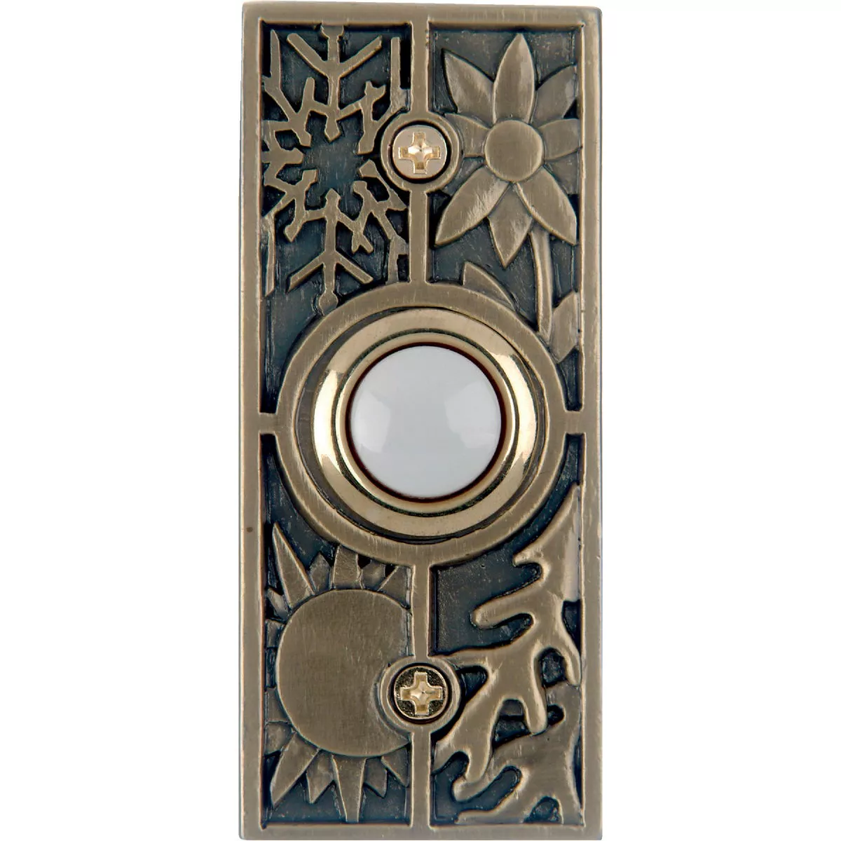 IQ America Wired Antique Brass Seasonal Lighted Doorbell Push-Button