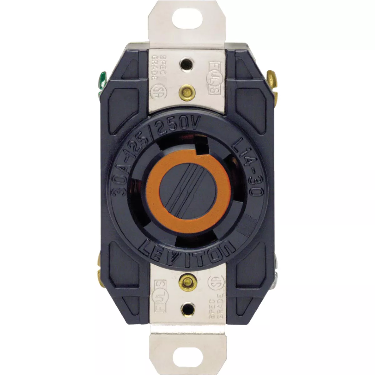 Leviton 30A 125V/250V Black Industrial Grade L14-30R Locking Outlet Receptacle - photo 2