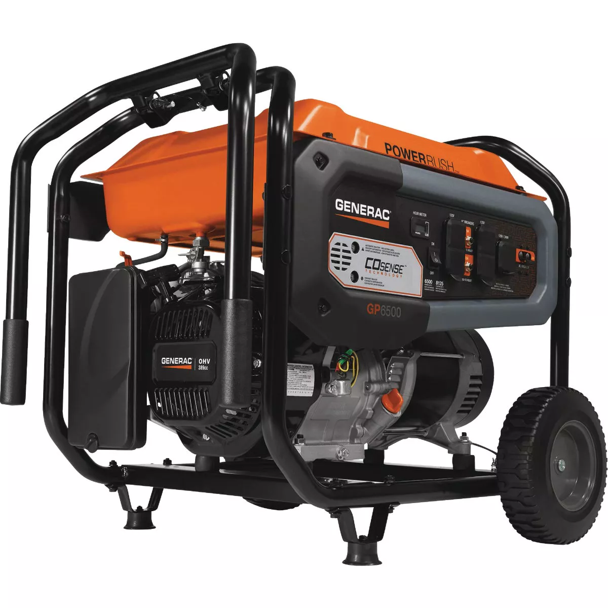 Generac GP6500 8125W Gasoline Powered Recoil Start Portable Generator