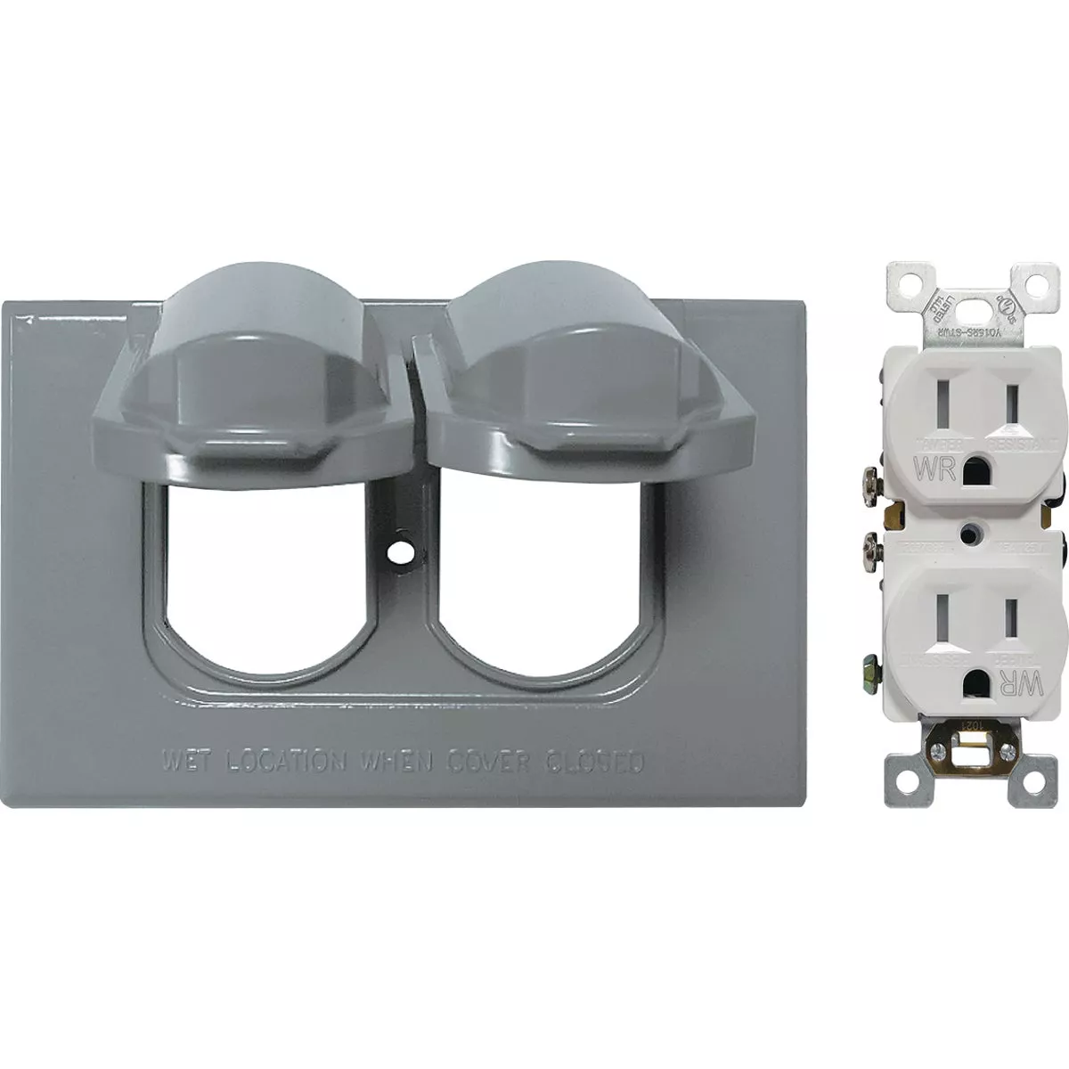 Southwire Single Gang Horizontal Gray Weatherproof Cover with Duplex ...