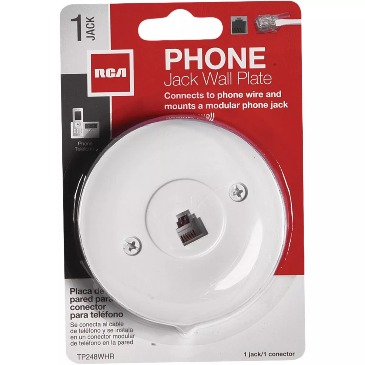 RCA White Flush Mount Round Telephone Jack - photo 2