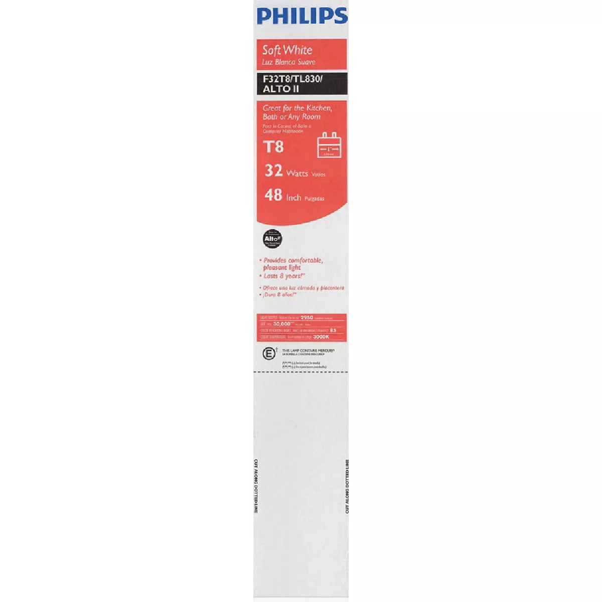 Philips ALTO 32W 48 In. Bright White T8 Medium Bi-Pin Fluorescent Tube Light Bulb (2-Pack) - photo 2