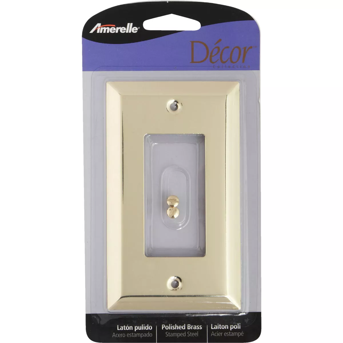 Amerelle 1-Gang Stamped Steel Rocker Decorator Wall Plate, Polished Brass - photo 2