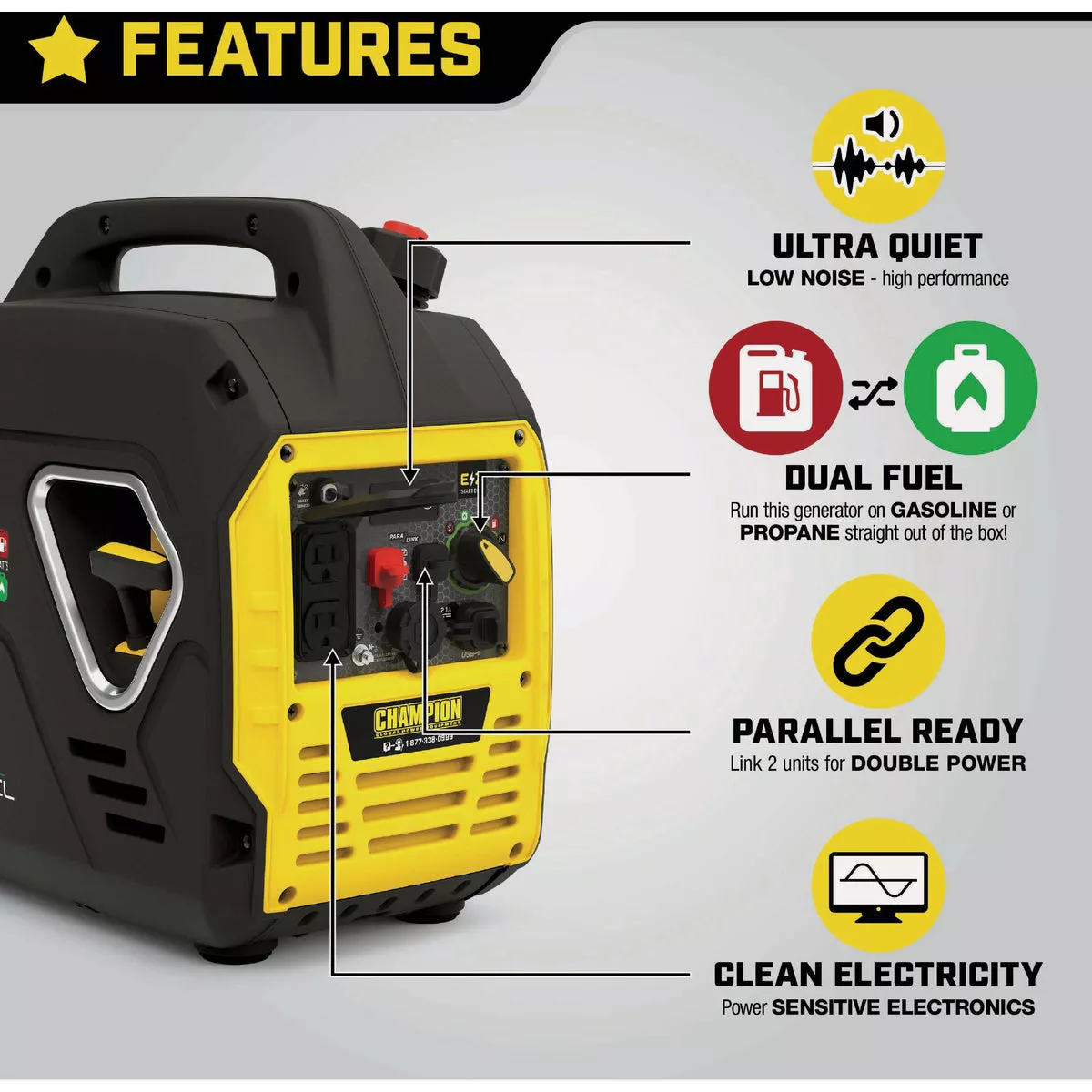 Champion 2500W Dual Fuel Recoil Ultra-Quiet Inverter Generator - photo 6